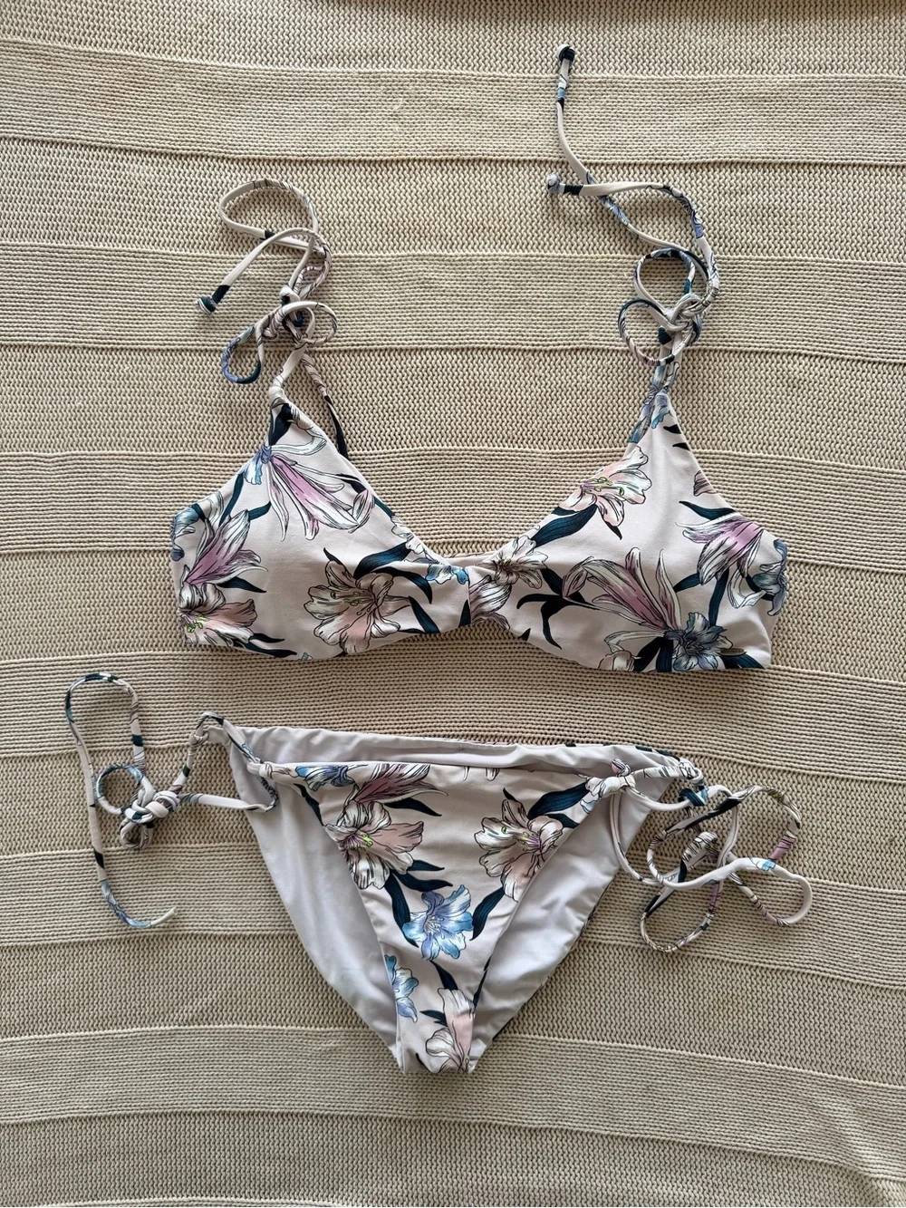 O'Neill Cream Bikini Set with Pastel Pink and Blue Floral Print
